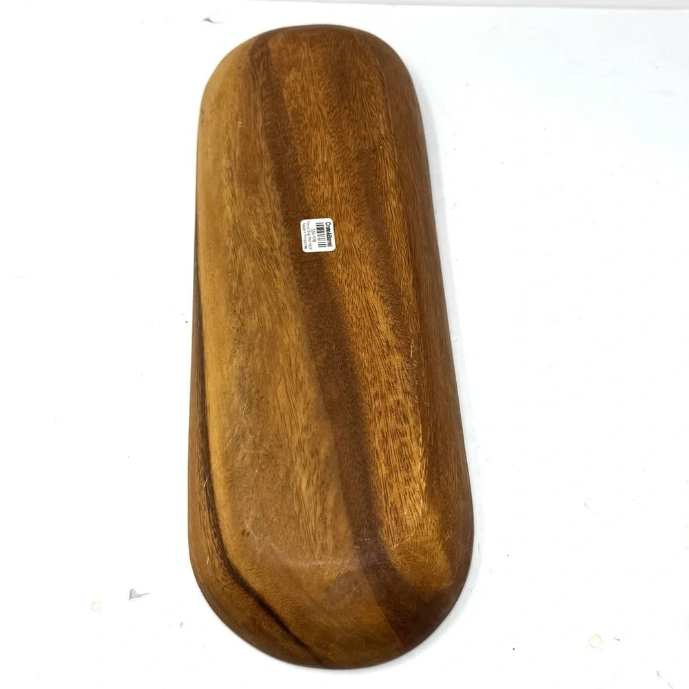 Crate & Barrel Tondo Oval Acacia Wood Serving Platter Trough 16.5